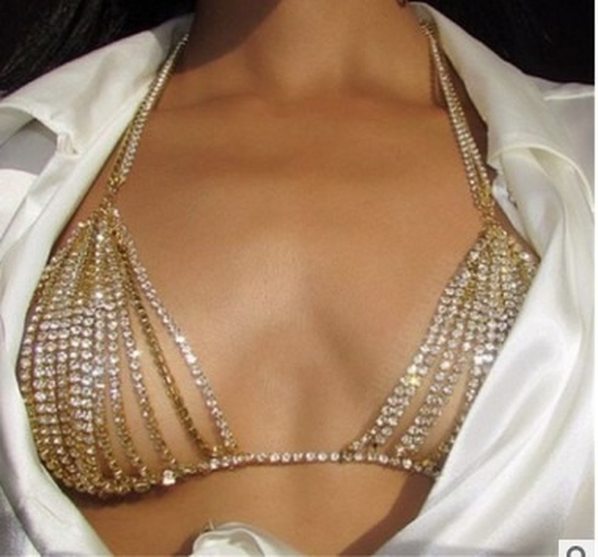 Body Jewelry Rhinestone - Luxury Heart Crytal Bikini Body Chain