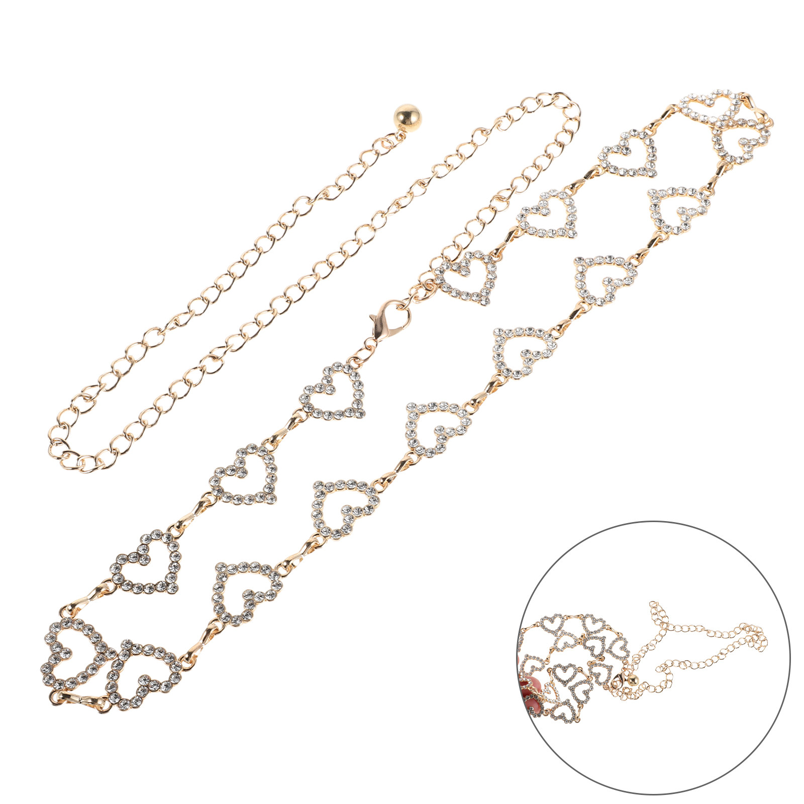 Body Jewelry Rhinestone - Women Heart Rhinestone Waist Chain Adjustable