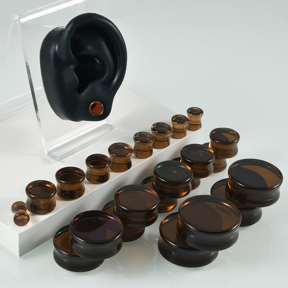 Qualiti Body Jewelry - 1Pair Top Quality Iridescent Glass Double