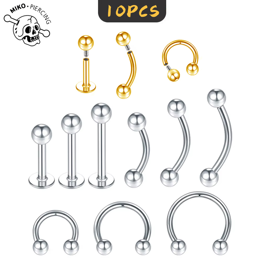 Flat Back Labret Stud - 10 Pcs ASTM F136 Titanium Internal