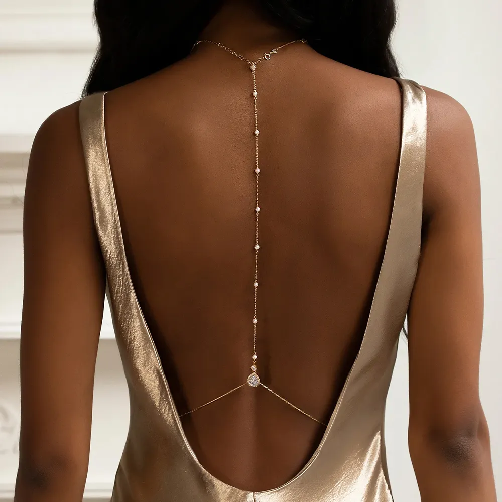 Body Jewelry Rhinestone - Fashion Bridal Back Chain Jewelry Pearl