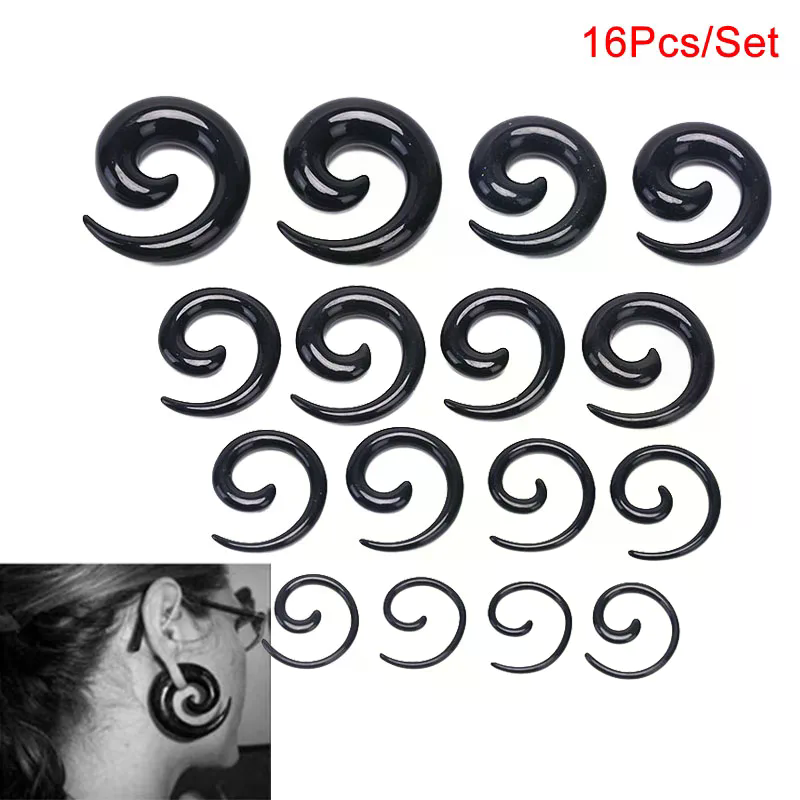 16PCS /set Spiral Taper Flesh  - Qualiti Body Jewelry ulasan dan harga