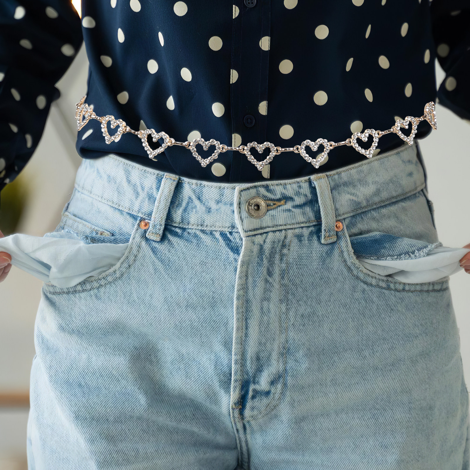 Women Heart Rhinestone Waist C - Body Jewelry Rhinestone ulasan dan harga