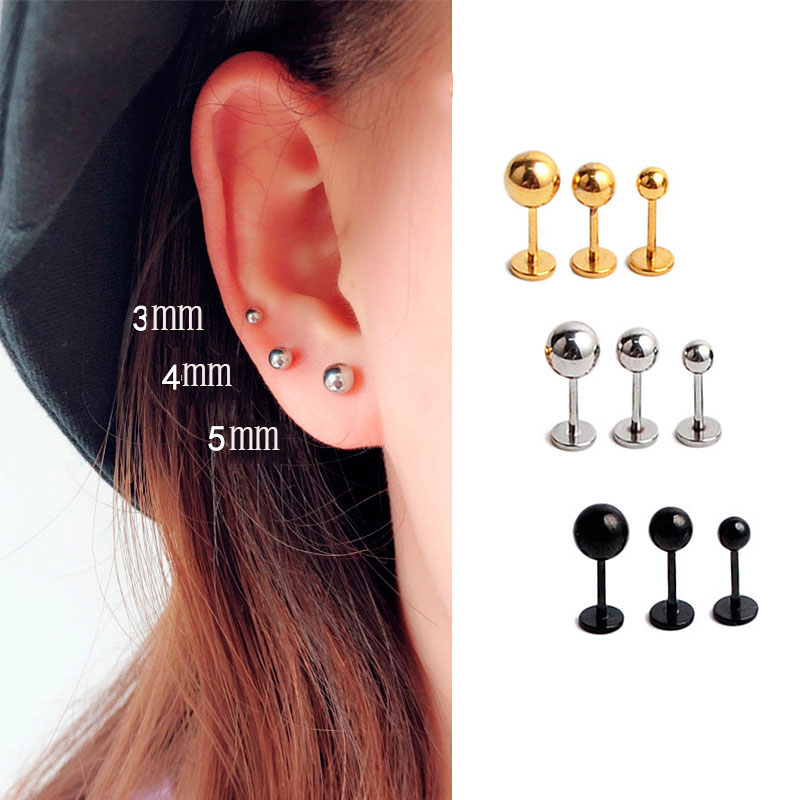 1Pair Titanium Steel 20G Flat  - Flat Back Labret Stud ulasan dan harga
