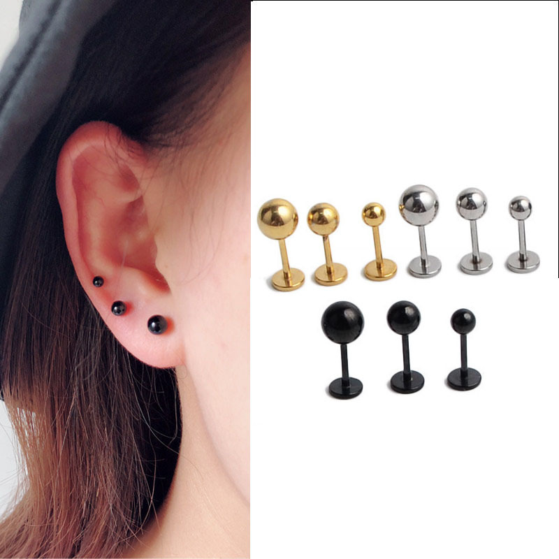 1Pair Titanium Steel 20G Flat  - Flat Back Labret Stud ulasan dan harga