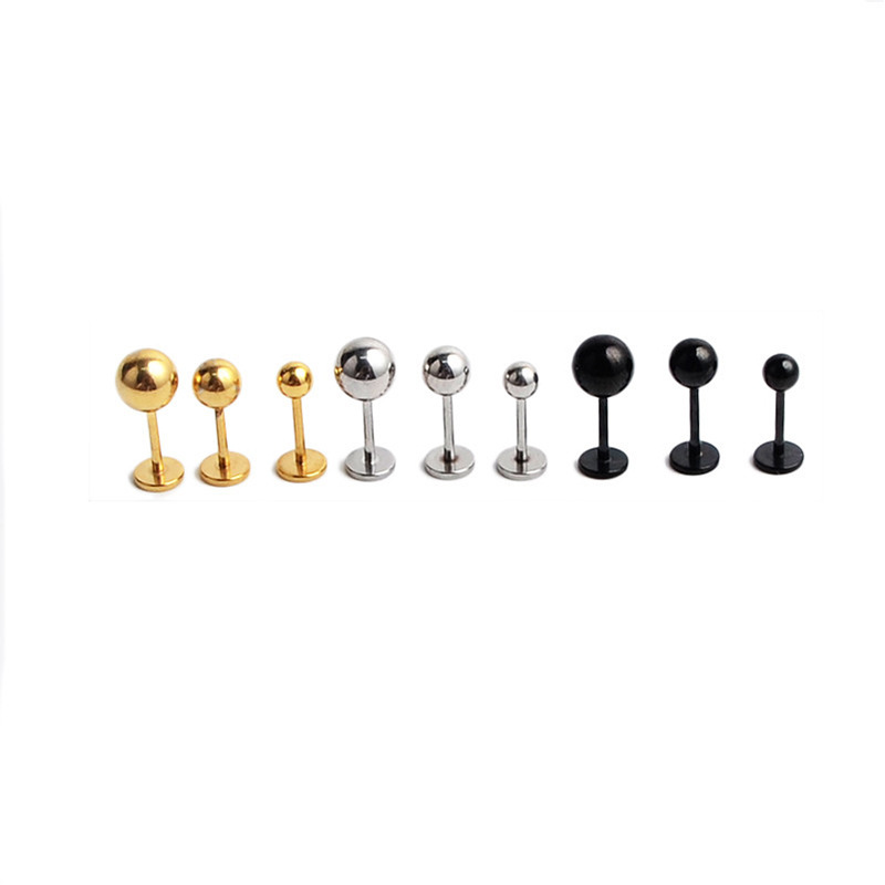 1Pair Titanium Steel 20G Flat  - Flat Back Labret Stud ulasan dan harga