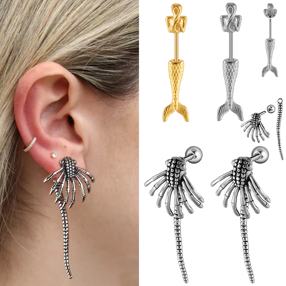 1-2PCS Retro Monster Spider St - Qualiti Body Jewelry ulasan dan harga