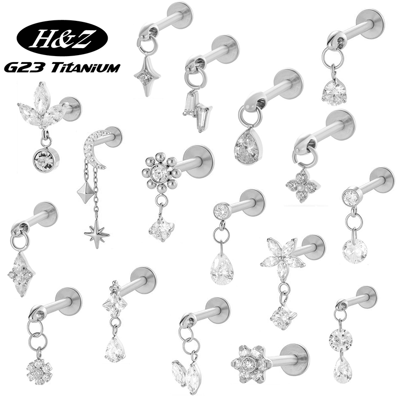 1PC G23 Titanium Stud Earrings - Flat Back Labret Stud ulasan dan harga