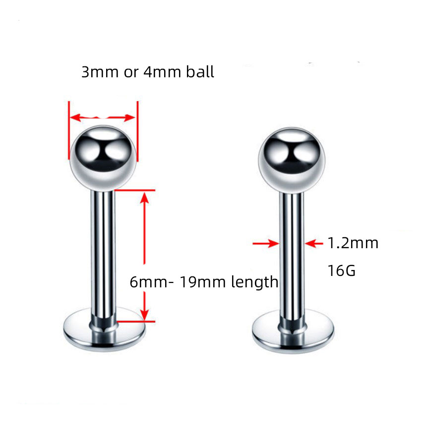 2 Pieces 316L Surgical Steel T - Flat Back Labret Stud ulasan dan harga