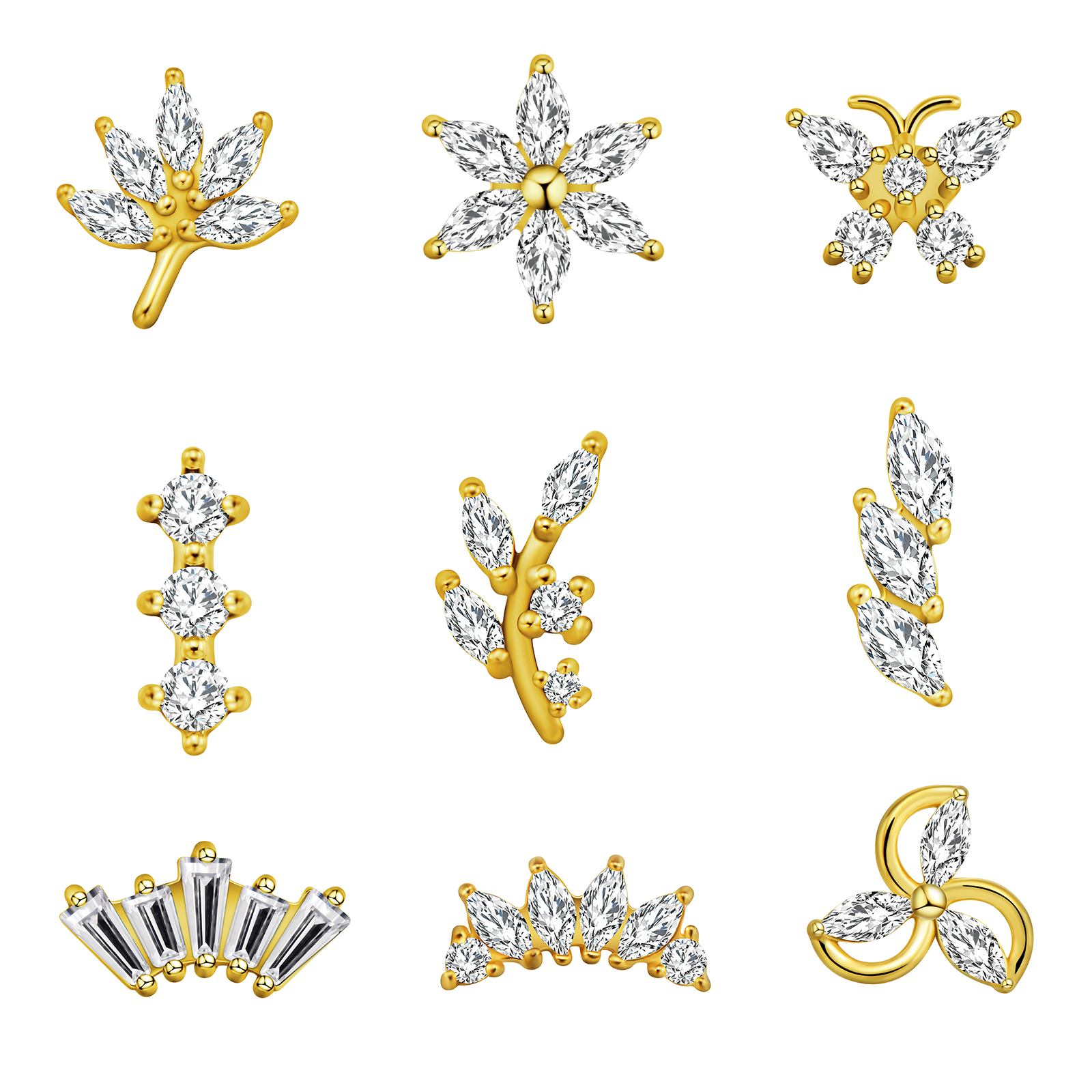 Maple Leaf Labret Piercing Sta - Flat Back Labret Stud ulasan dan harga
