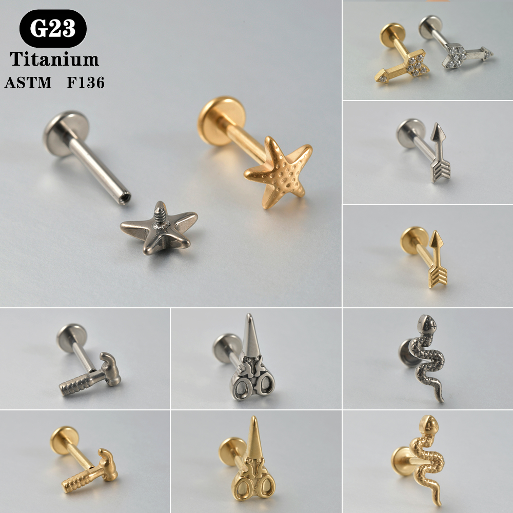 1PC ASTM F136 Titanium Labret  - Flat Back Labret Stud ulasan dan harga