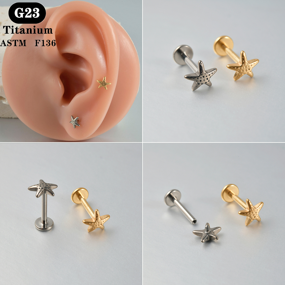 1PC ASTM F136 Titanium Labret  - Flat Back Labret Stud ulasan dan harga