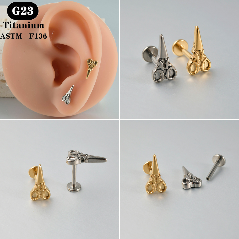 1PC ASTM F136 Titanium Labret  - Flat Back Labret Stud ulasan dan harga
