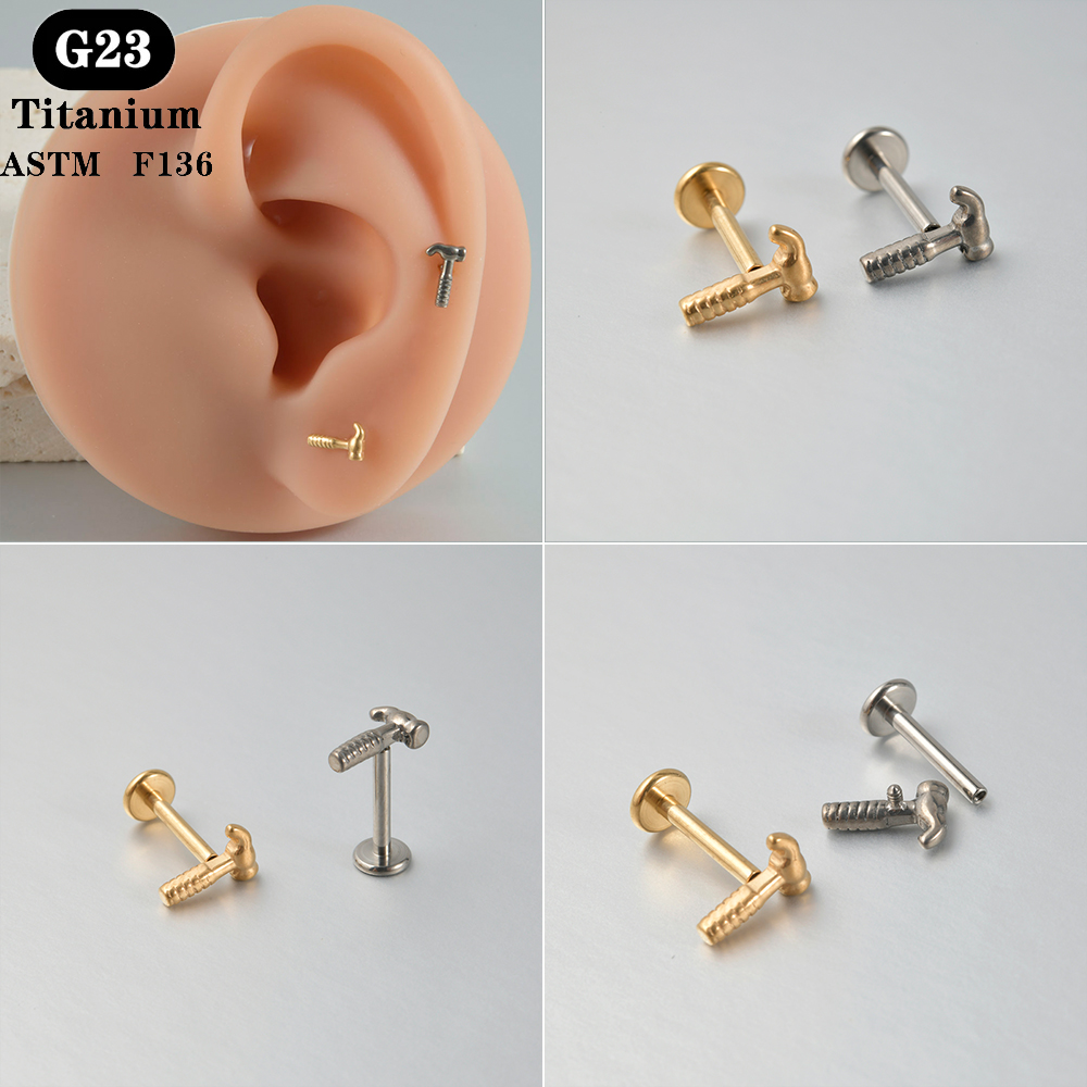 1PC ASTM F136 Titanium Labret  - Flat Back Labret Stud ulasan dan harga