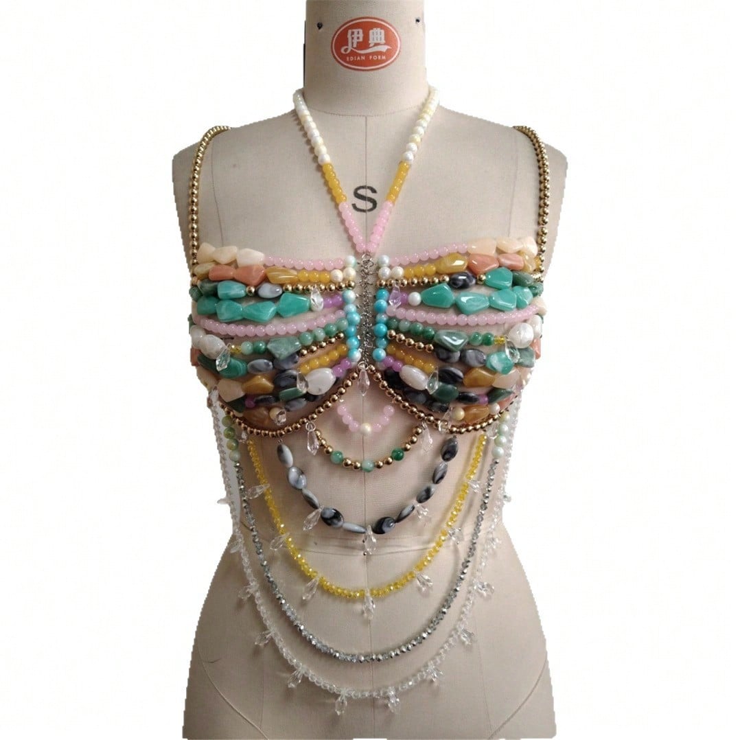GLOSSMOON Handmade Beaded Vest - Body Jewelry Hot ulasan dan harga