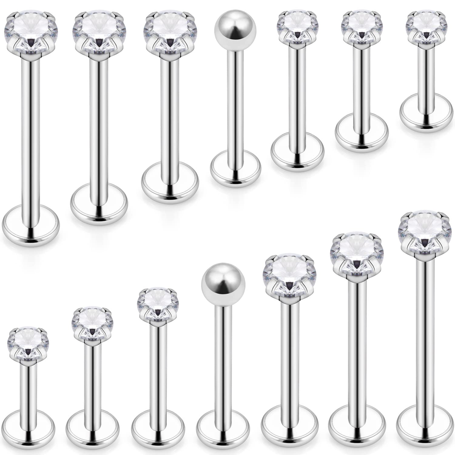 16G Different Sizes Flat Back  - Flat Back Labret Stud ulasan dan harga
