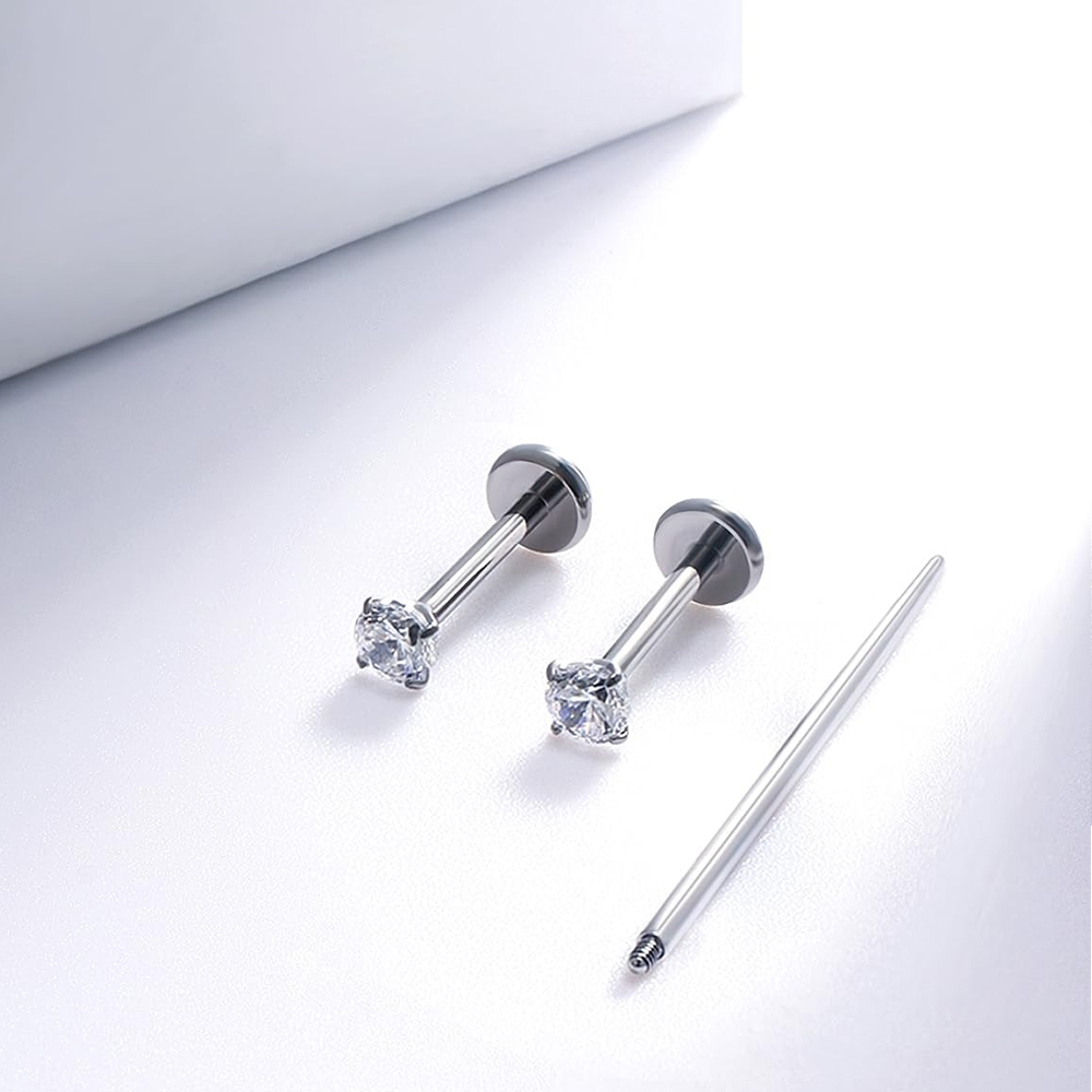 3 PCS ASTM-F136 G23 Titanium S - Flat Back Labret Stud ulasan dan harga
