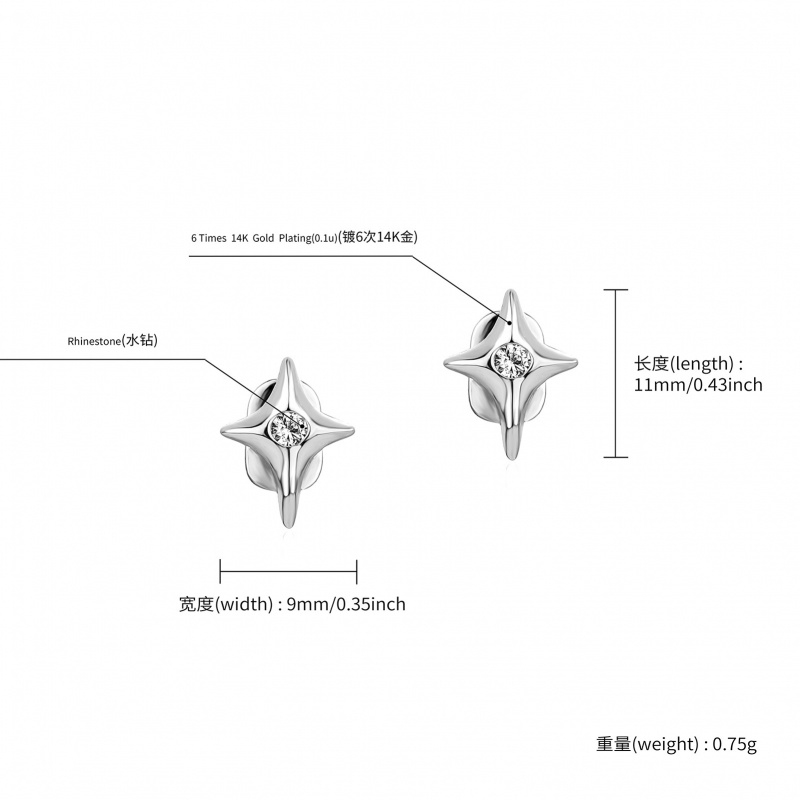 Hot New Fashionable Four-Point - Body Jewelry Hot ulasan dan harga